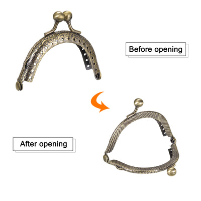 Harfington Uxcell Metal Purse Frames, 2.6" 6Pcs Kiss Lock Clasp Frame for Coin Bags DIY, Bronze