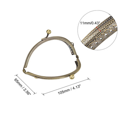 Harfington Uxcell Metal Purse Frames, 4.1" 5Pcs Kiss Lock Clasp Frame for Coin Bags DIY, Bronze