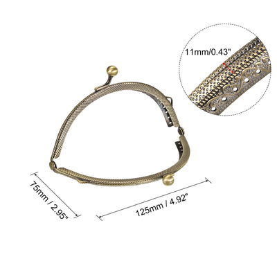 Harfington Uxcell Metal Purse Frames, 4.9" 5Pcs Kiss Lock Clasp Frame for Coin Bag DIY, Bronze