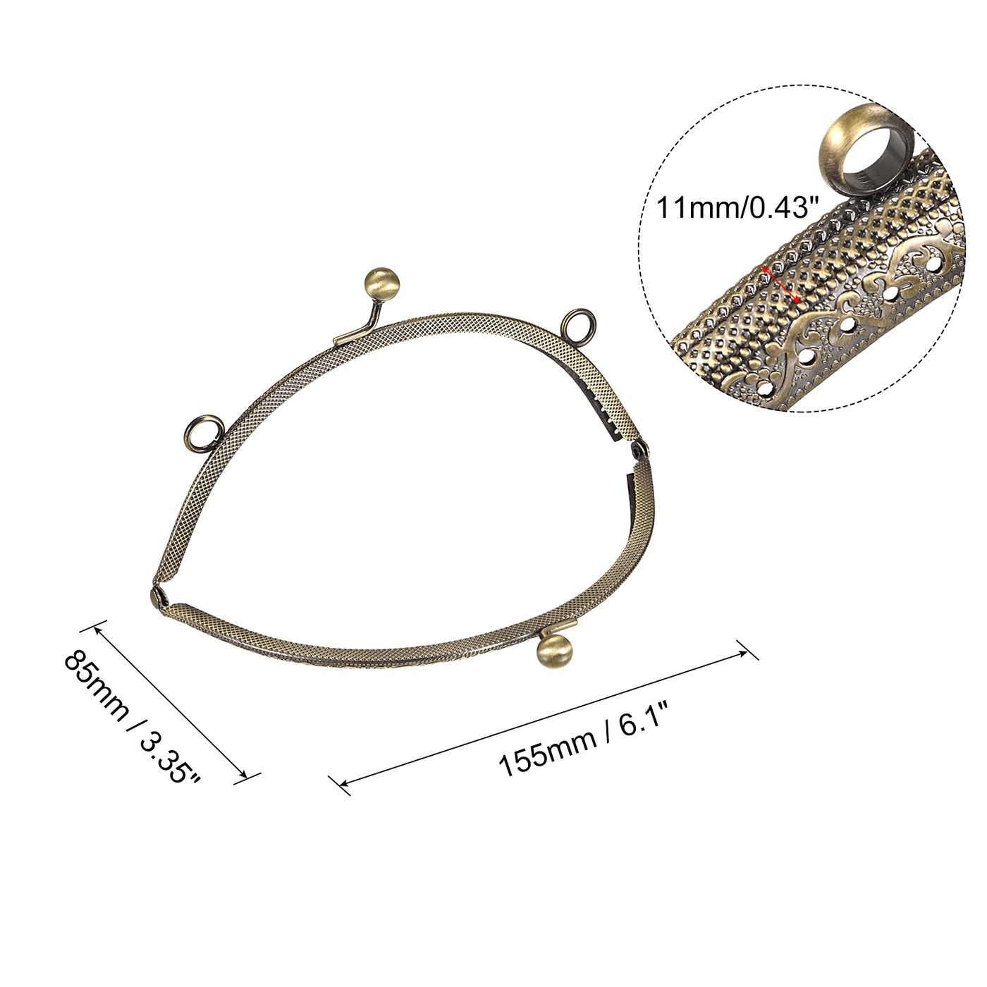 uxcell Uxcell Metal Purse Frames, 6.1" 4Pcs Kiss Lock Clasp Frame for Coin Bags DIY, Bronze