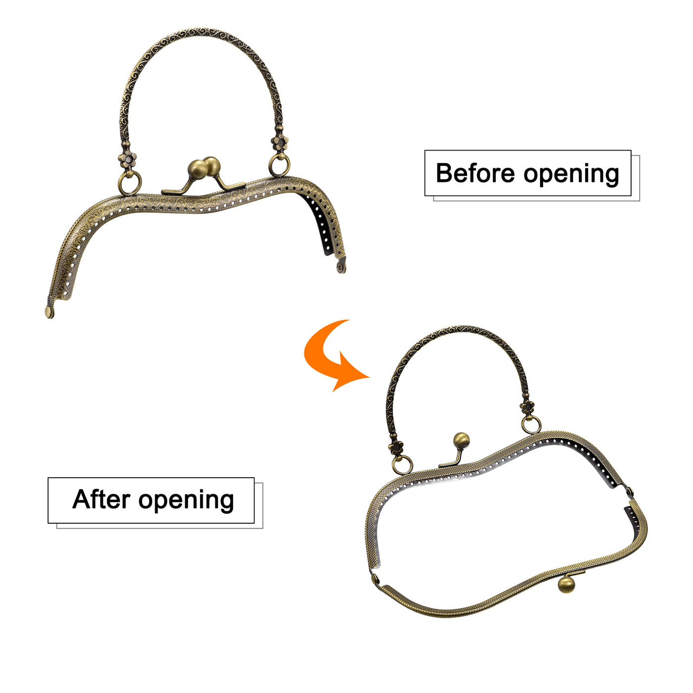 uxcell Uxcell Metal Purse Frames, 7.5" 2Pcs Kiss Lock Clasp Frame for Coin Bags DIY, Bronze