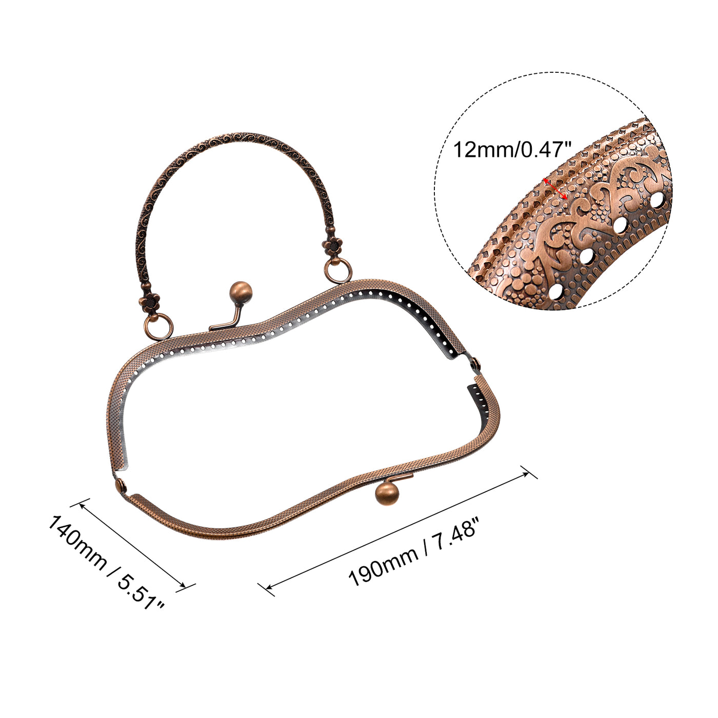 uxcell Uxcell Metal Purse Frames, 7.5" 2Pcs Kiss Lock Clasp Frame for Coin Bags DIY, Brown