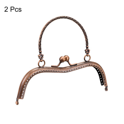 Harfington Uxcell Metal Purse Frames, 7.5" 2Pcs Kiss Lock Clasp Frame for Coin Bags DIY, Brown