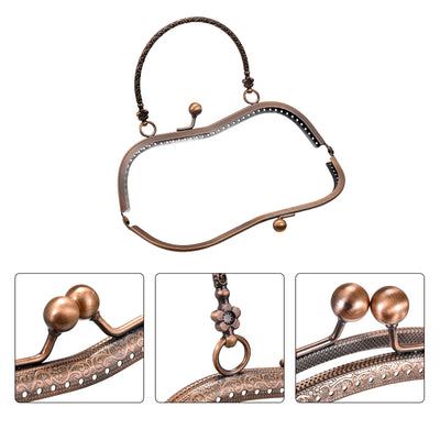 Harfington Uxcell Metal Purse Frames, 7.5" 2Pcs Kiss Lock Clasp Frame for Coin Bags DIY, Brown