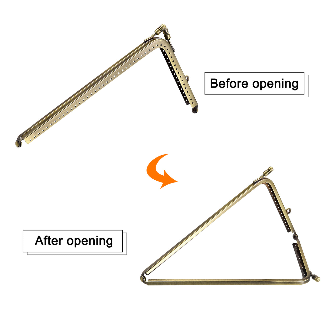 uxcell Uxcell Metal Purse Frames, 7.3" 2Pcs Kiss Lock Clasp Frame for Coin Bags DIY, Bronze