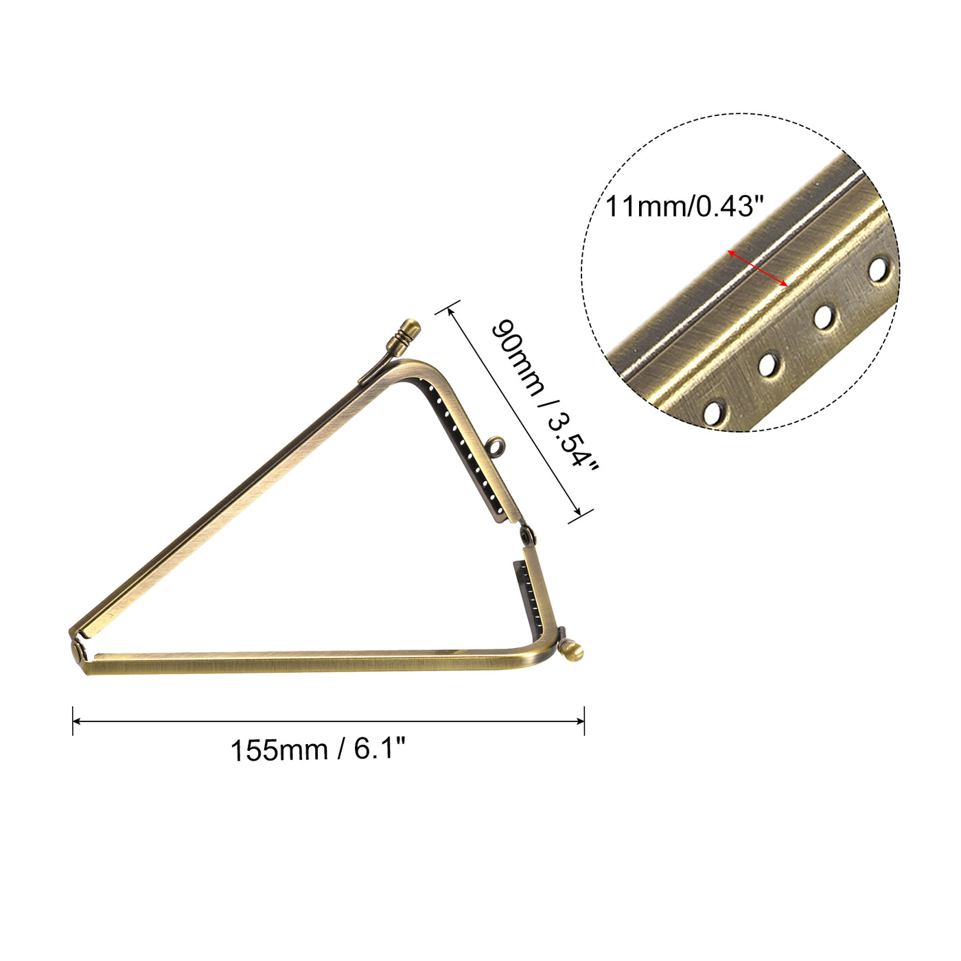 uxcell Uxcell Metal Purse Frames, 6.1" 2Pcs Kiss Lock Clasp Frame for Coin Bag DIY, Bronze