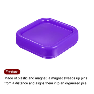 Harfington 2pcs Magnetic Pin Cushion Square Sewing Pin Holder Storage Case Tool, Purple