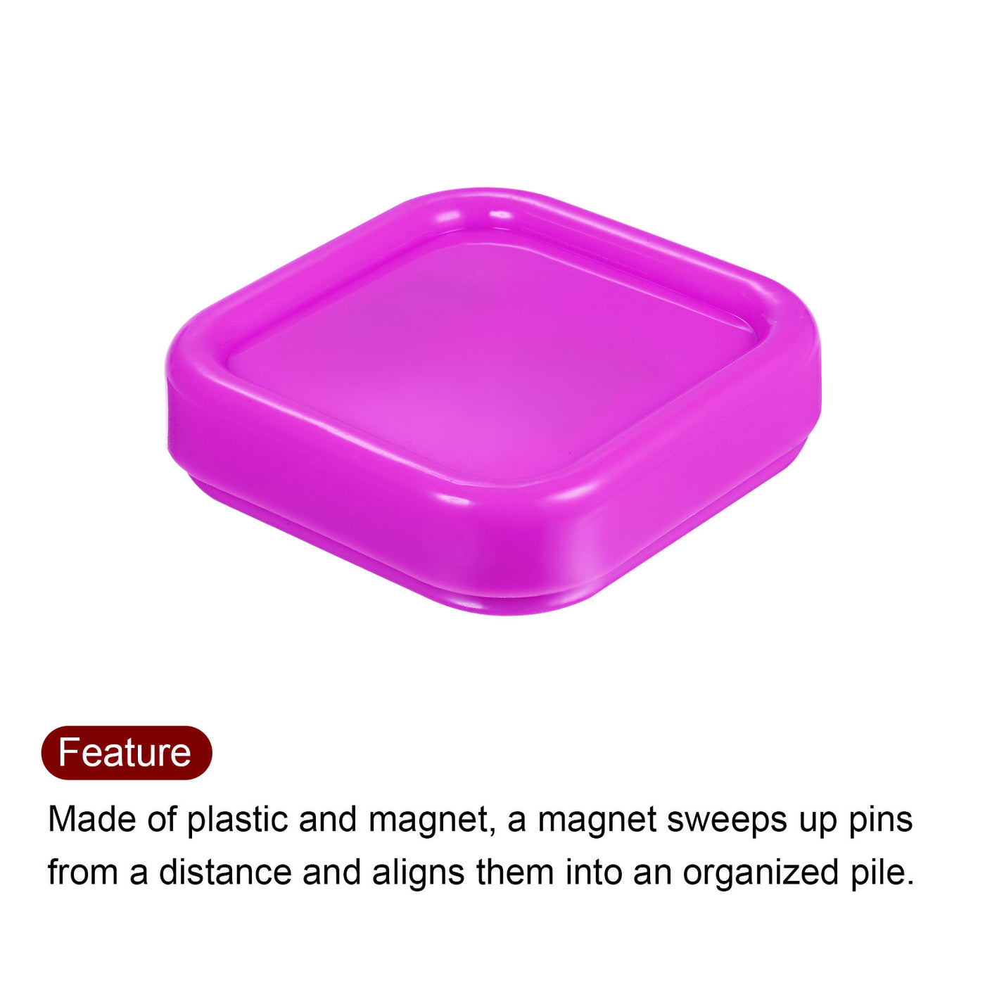 Harfington 2pcs Magnetic Pin Cushion Square Sewing Pin Holder Storage Case Tool, Rose Red