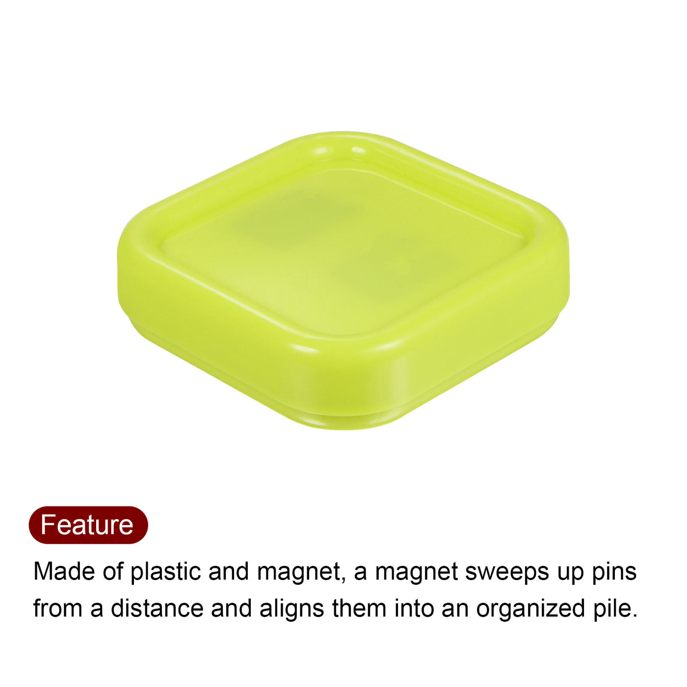 Harfington Magnetic Pin Cushion Square Sewing Pin Holder Storage Case Tool, Yellow-Green