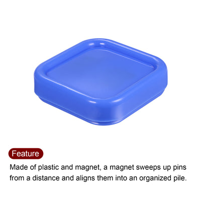 Harfington Magnetic Pin Cushion Square Sewing Pin Holder Storage Case Tool, Blue