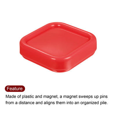 Harfington 2pcs Magnetic Pin Cushion Square Sewing Pin Holder Storage Case Tool, Red