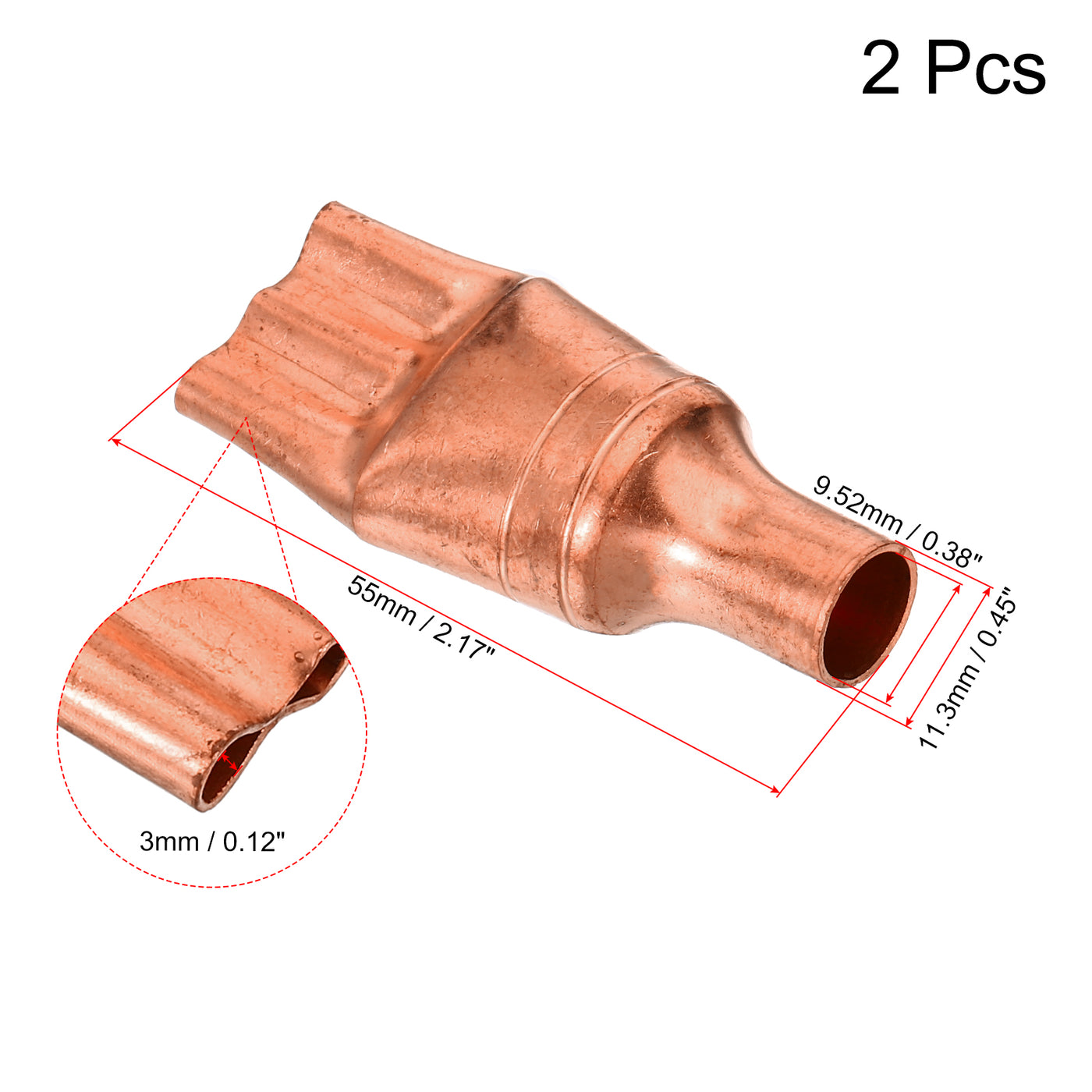 Harfington Refrigeration Capillary Tube Filters Liquid Separator 9.52mm to 3mm 3 Way Flat Copper Fitting for Air Conditioner Refrigerator HVAC Freezer Pack of 2