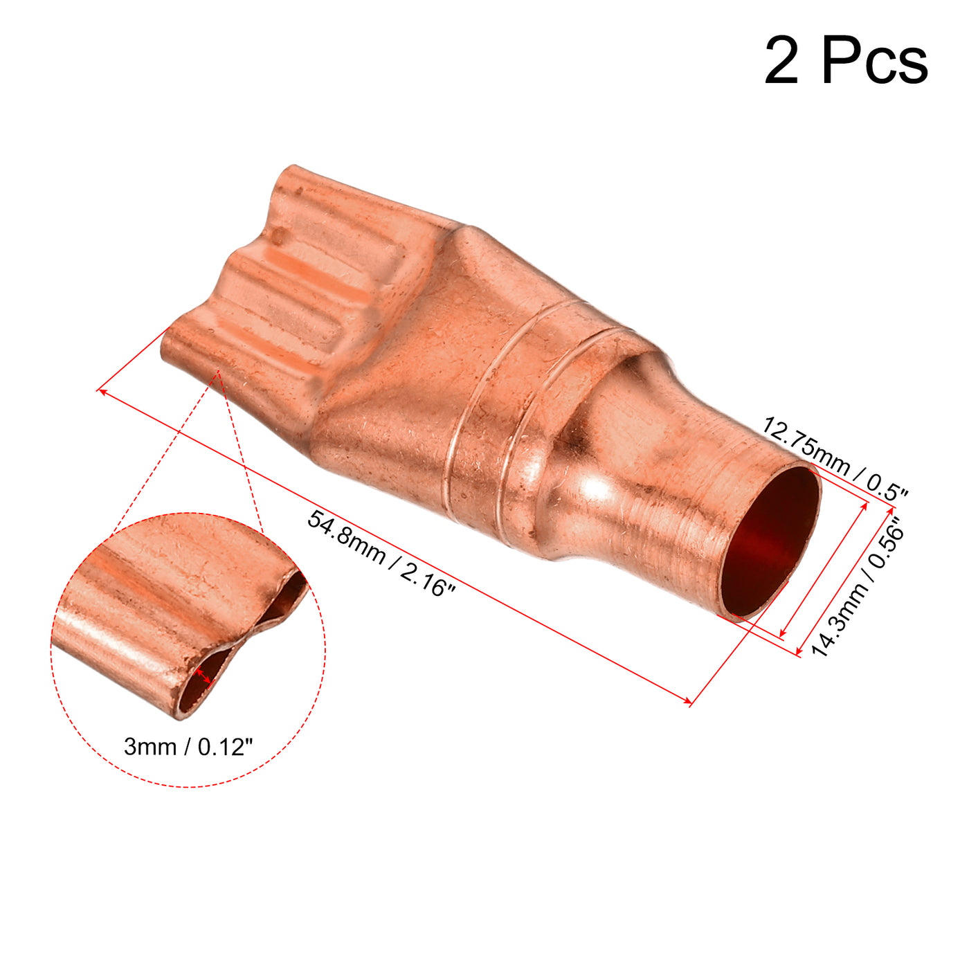 Harfington Refrigeration Capillary Tube Filters Liquid Separator 12.75mm to 3mm 3 Way Flat Copper Fitting for Air Conditioner Refrigerator HVAC Freezer Pack of 2