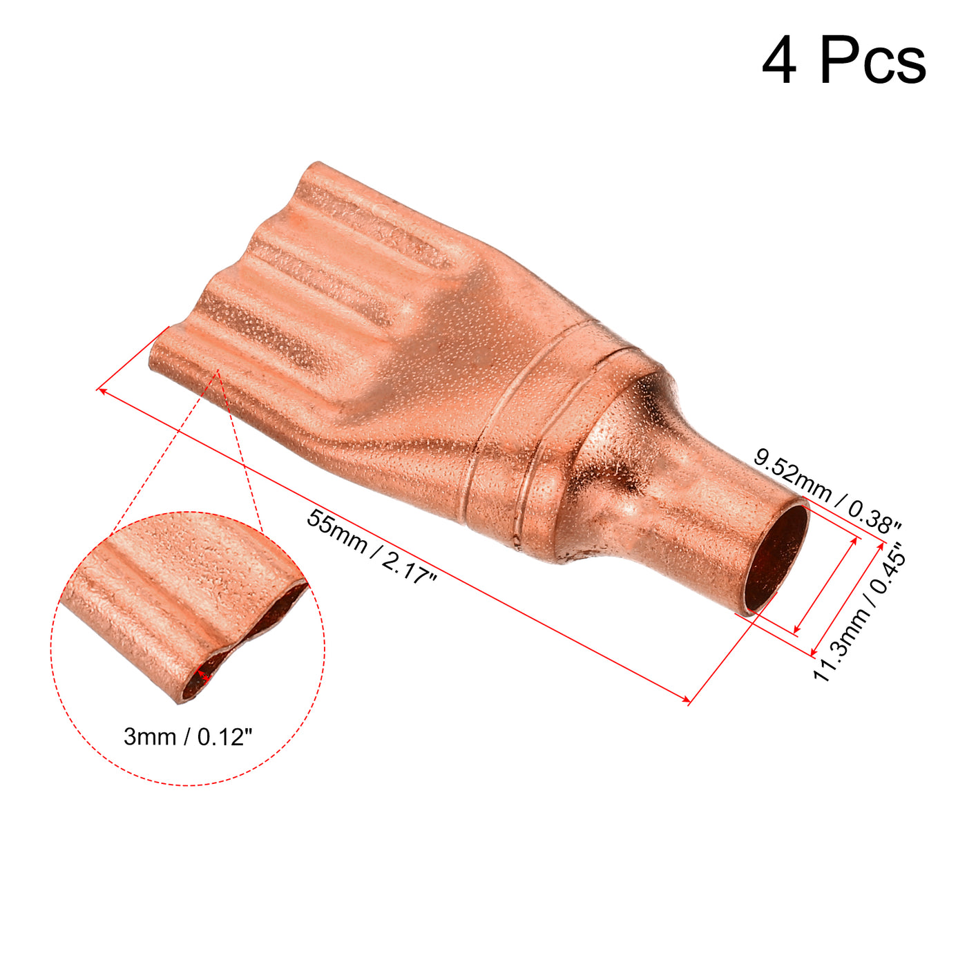 Harfington 4 Stück Kältekapillarrohrfilter Flüssigkeitsabscheider 9.52mm auf 3mm 4 Wege Flachkupferfitting für Klimaanlage Kühlschrank HLK Gefrierschrank