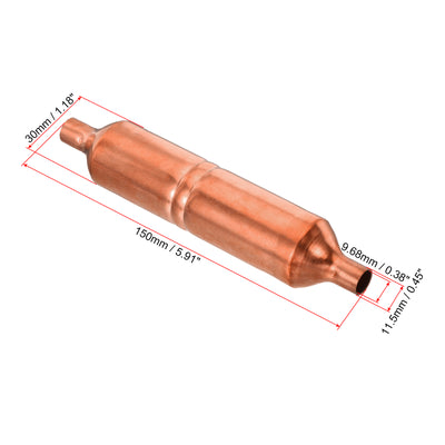 Harfington Refrigerator Filter Dryer, 9.68mm ID Copper Dirt Filter Liquid Line Refrigerant AC Filter for HVAC Refrigeration Heat Pump Water Heater