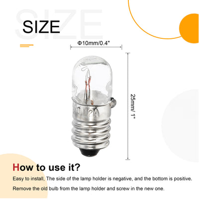 Harfington E10 Screw Base Miniature Bulbs DC 36V Warm Yellow Light Mini Lamps with Storage Box, 1 Set/10 Pack