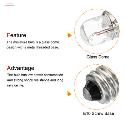 Harfington E10 Screw Base Miniature Bulbs DC 36V Warm Yellow Light Mini Lamps with Storage Box, 1 Set/10 Pack
