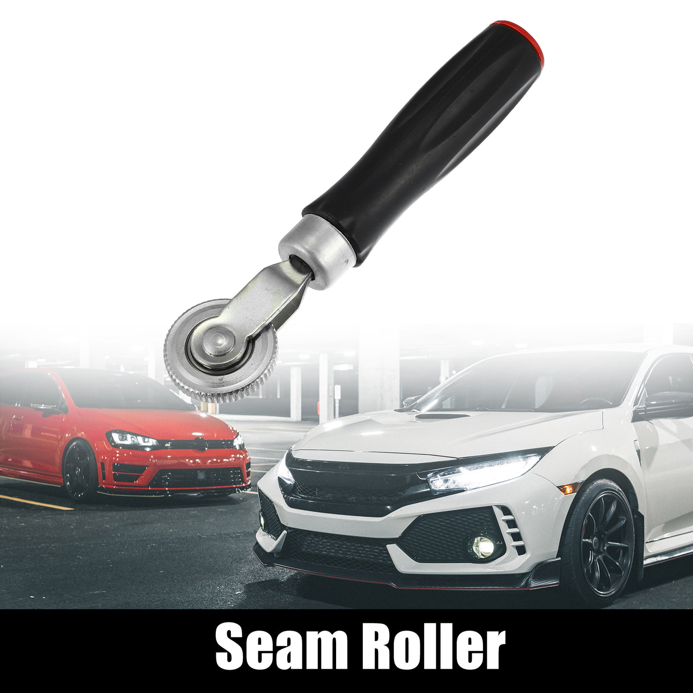 X AUTOHAUX Seam Roller 0.7cm Wallpaper Car Audio Sound Deadening Application Roller Tool for Auto Noise Wheel Hand Pressure Roller Metal Rubber