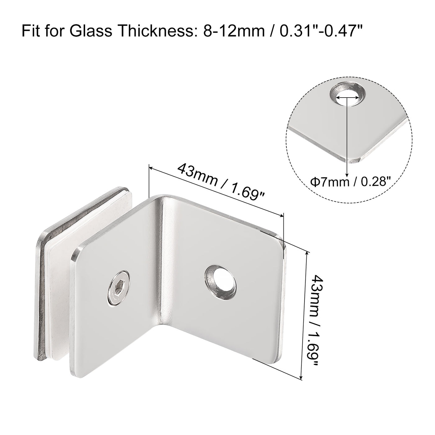 Harfington Stainless Steel Glass Clamp, Square Frameless Glass Corner Clamp Bracket Clip for Shower Door