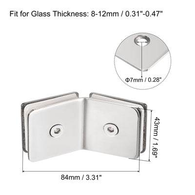 Harfington Stainless Steel Glass Clamp, Square Glass Corner Clamp Bracket Clip for Shower Door