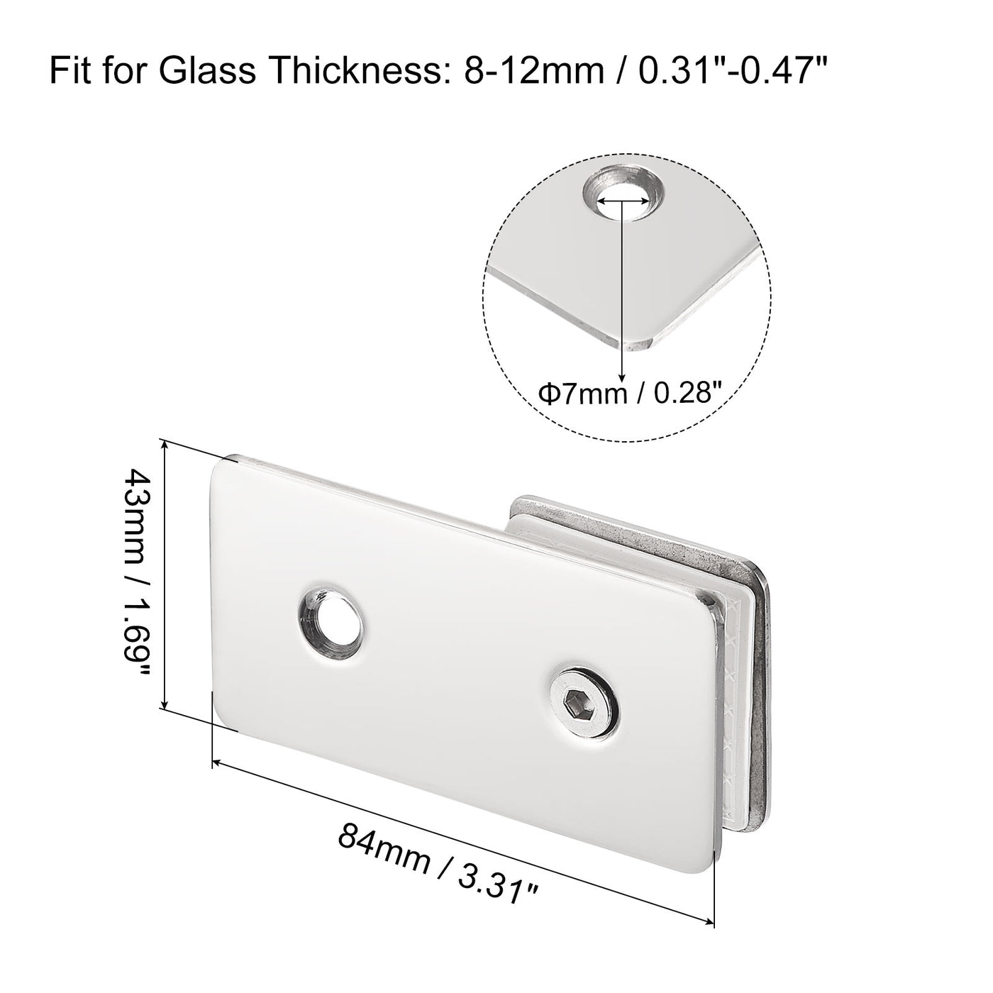 Harfington Stainless Steel Glass Clamp, Square Frameless Glass Corner Clamp Clip for Shower Door