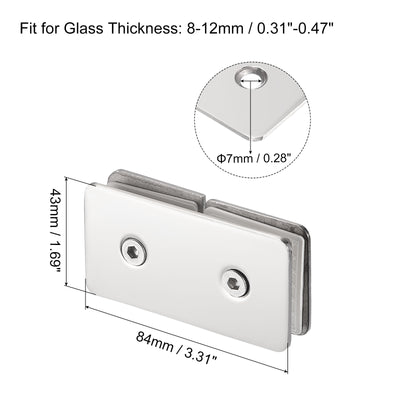 Harfington Stainless Steel Glass Clamp, Square Frameless Glass Corner Bracket Clip for Shower Door