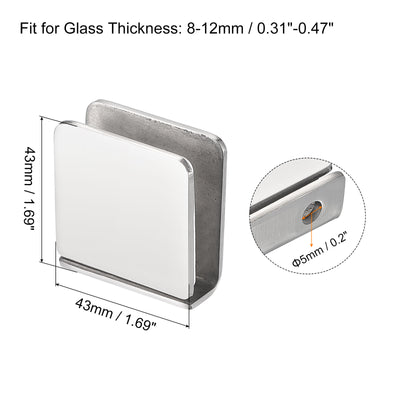 Harfington Stainless Steel Square Frameless Glass Clamp, Glass Bracket Clip for Shower Door