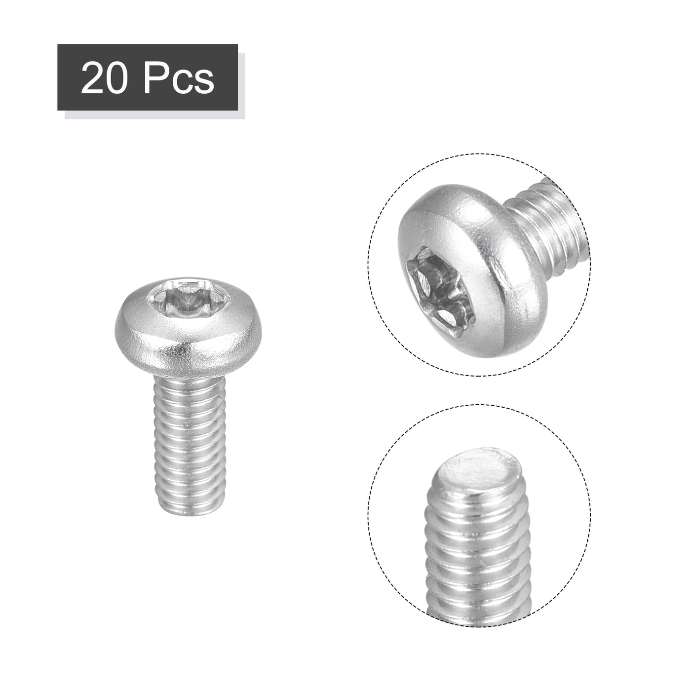 uxcell Uxcell 20Stk M4x12mm Torx Schraube 316 Edelstahl Linsenkopf Fälschungssicher Montage