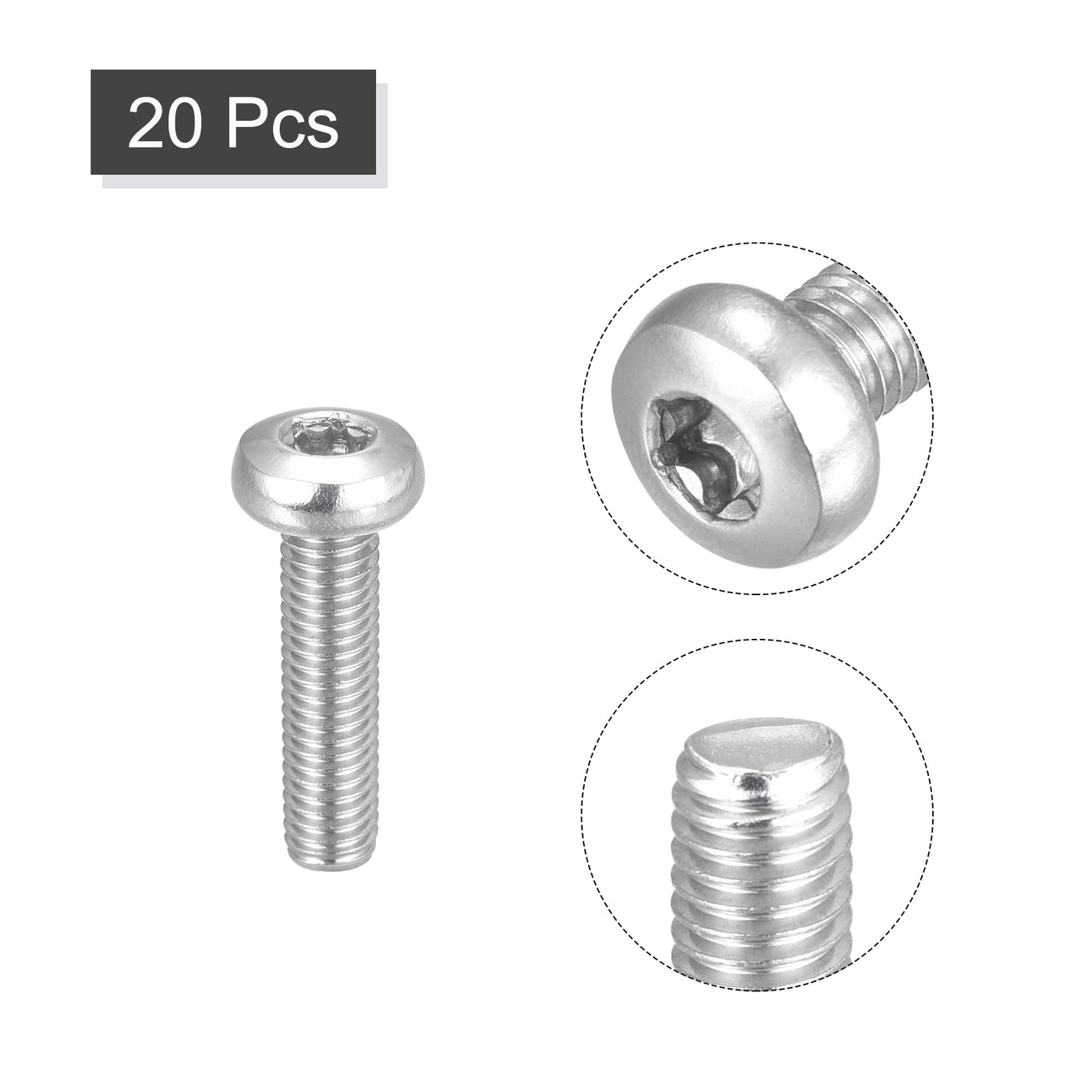 uxcell Uxcell M5x20mm Torx Security Machine Screws, 20pcs 316 Stainless Steel Pan Head Screw