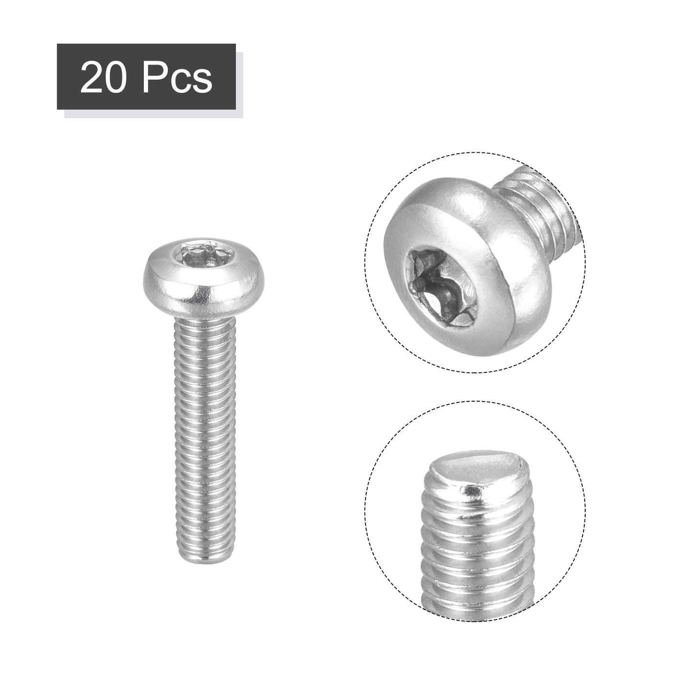 uxcell Uxcell M5x25mm Torx Security Machine Screws, 20pcs 316 Stainless Steel Pan Head Screw