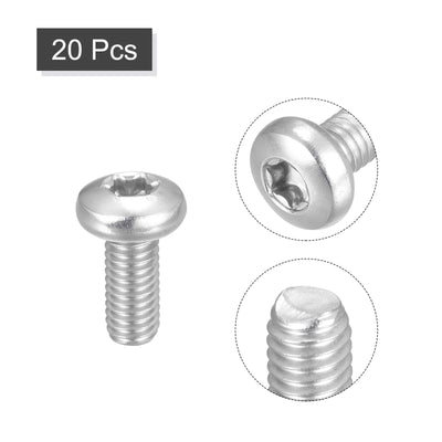 Harfington Uxcell M6x14mm Torx Security Machine Screws, 20pcs 316 Stainless Steel Pan Head Screw