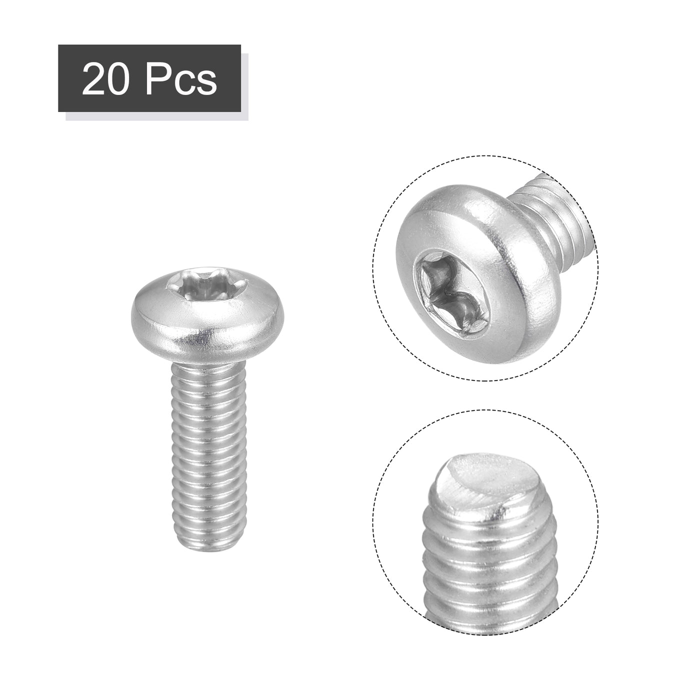 uxcell Uxcell M6x18mm Torx Security Machine Screws, 20pcs 316 Stainless Steel Pan Head Screw