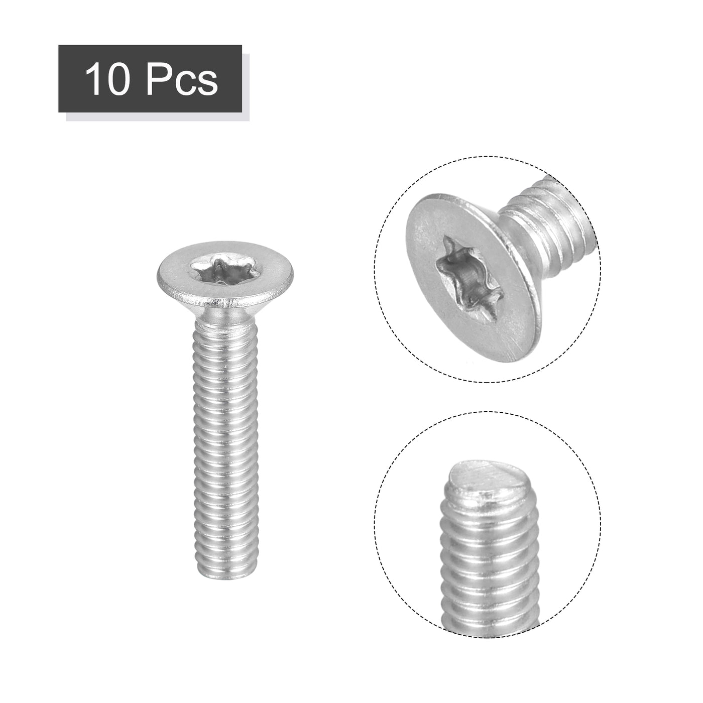 uxcell Uxcell M4x20mm Torx Security Screws, 10pcs 316 Stainless Steel Countersunk Head Screw