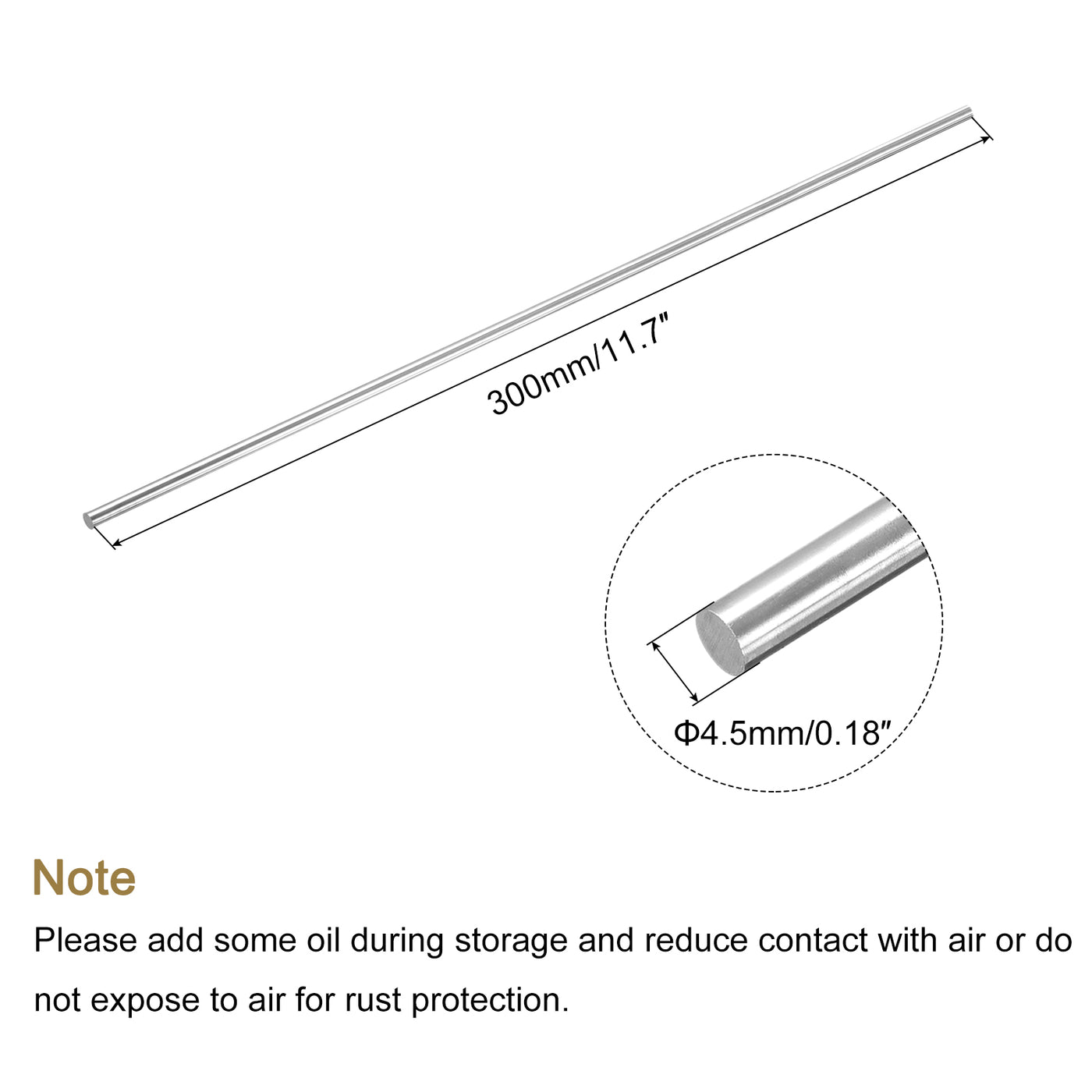 Harfington Round Steel Rod, Lathe Bar Stock Tool, for Shaft Gear,DIY Craft,4.5 x 300mm