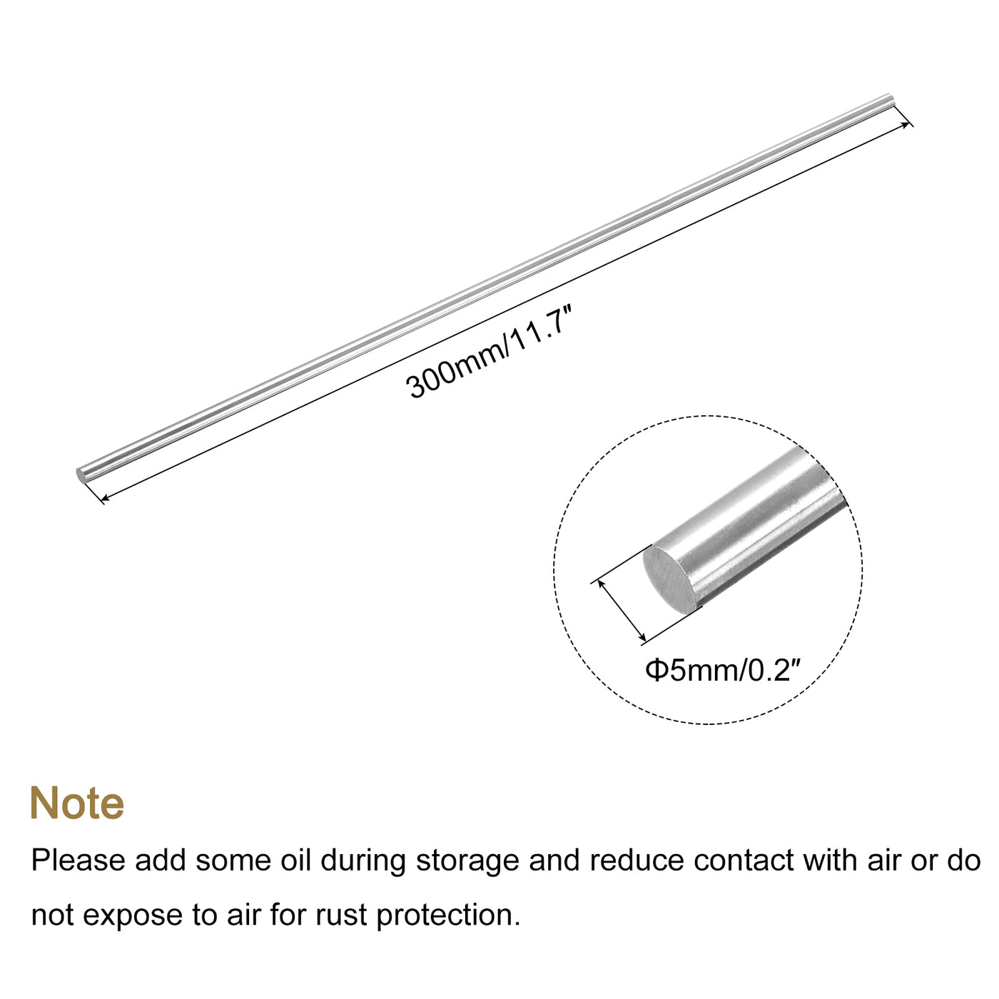 Harfington Round Steel Rod, Lathe Bar Stock Tool, for Shaft Gear,DIY Craft,5 x 300mm