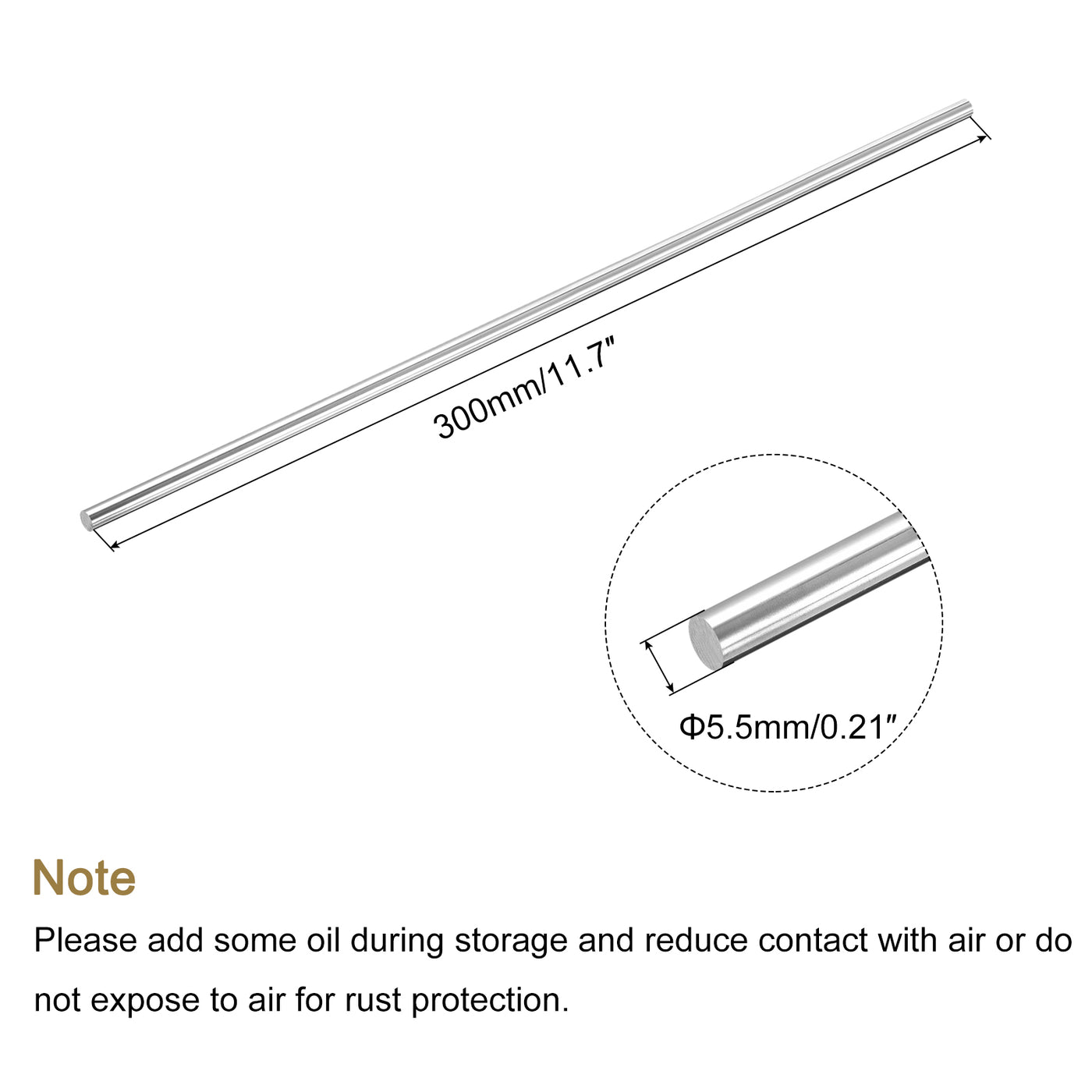 Harfington Round Steel Rod, Lathe Bar Stock Tool, for Shaft Gear,DIY Craft,5.5 x 300mm