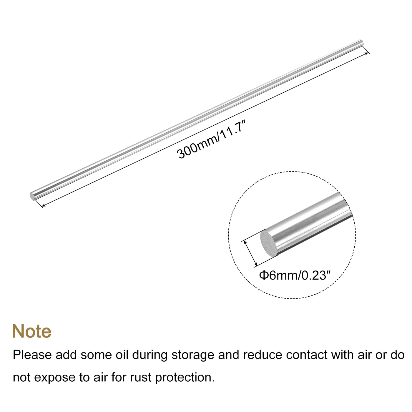 Harfington Round Steel Rod, Lathe Bar Stock Tool, for Shaft Gear,DIY Craft,6 x 300mm