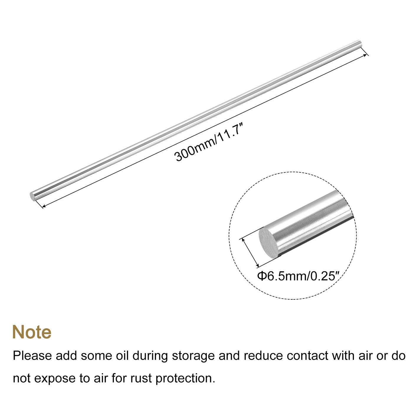 Harfington Round Steel Rod, Lathe Bar Stock Tool, for Shaft Gear,DIY Craft,6.5 x 300mm