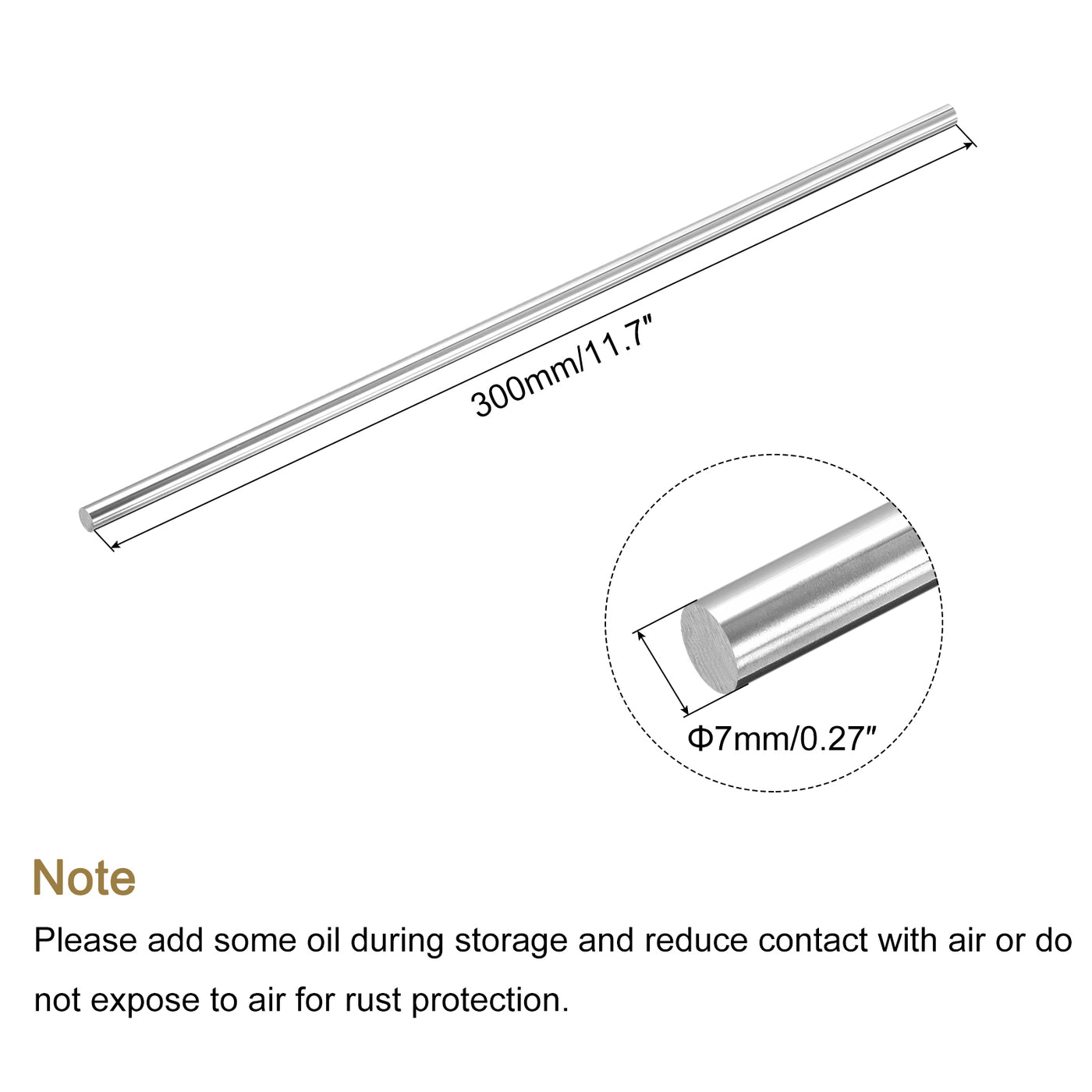 Harfington Round Steel Rod, Lathe Bar Stock Tool, for Shaft Gear,DIY Craft,7 x 300mm