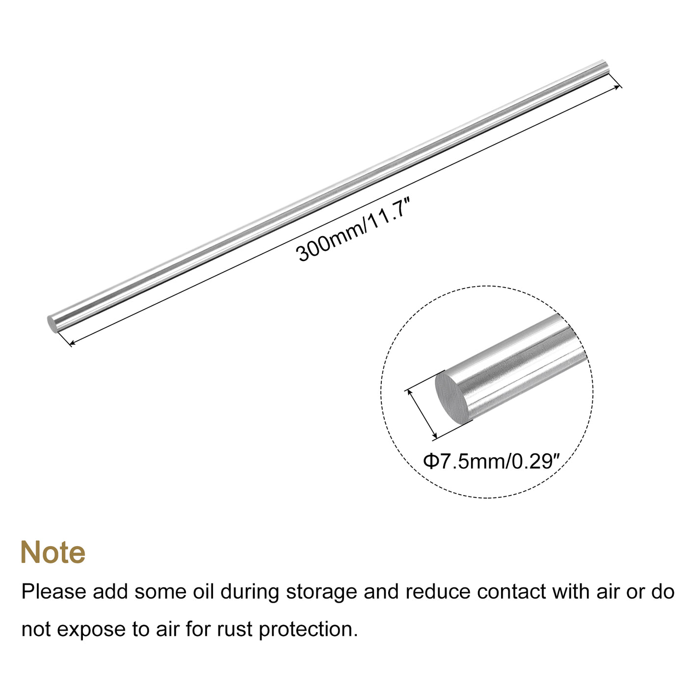 Harfington Round Steel Rod, Lathe Bar Stock Tool, for Shaft Gear,DIY Craft,7.5 x 300mm