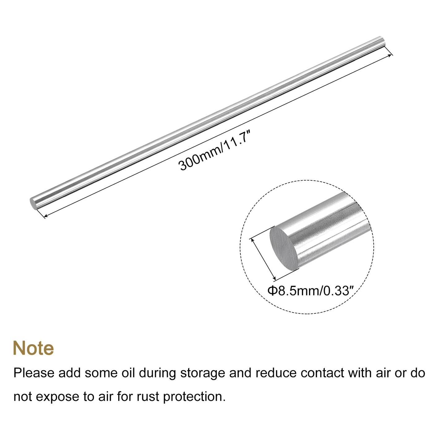 Harfington Round Steel Rod, Lathe Bar Stock Tool, for Shaft Gear,DIY Craft,8.5 x 300mm