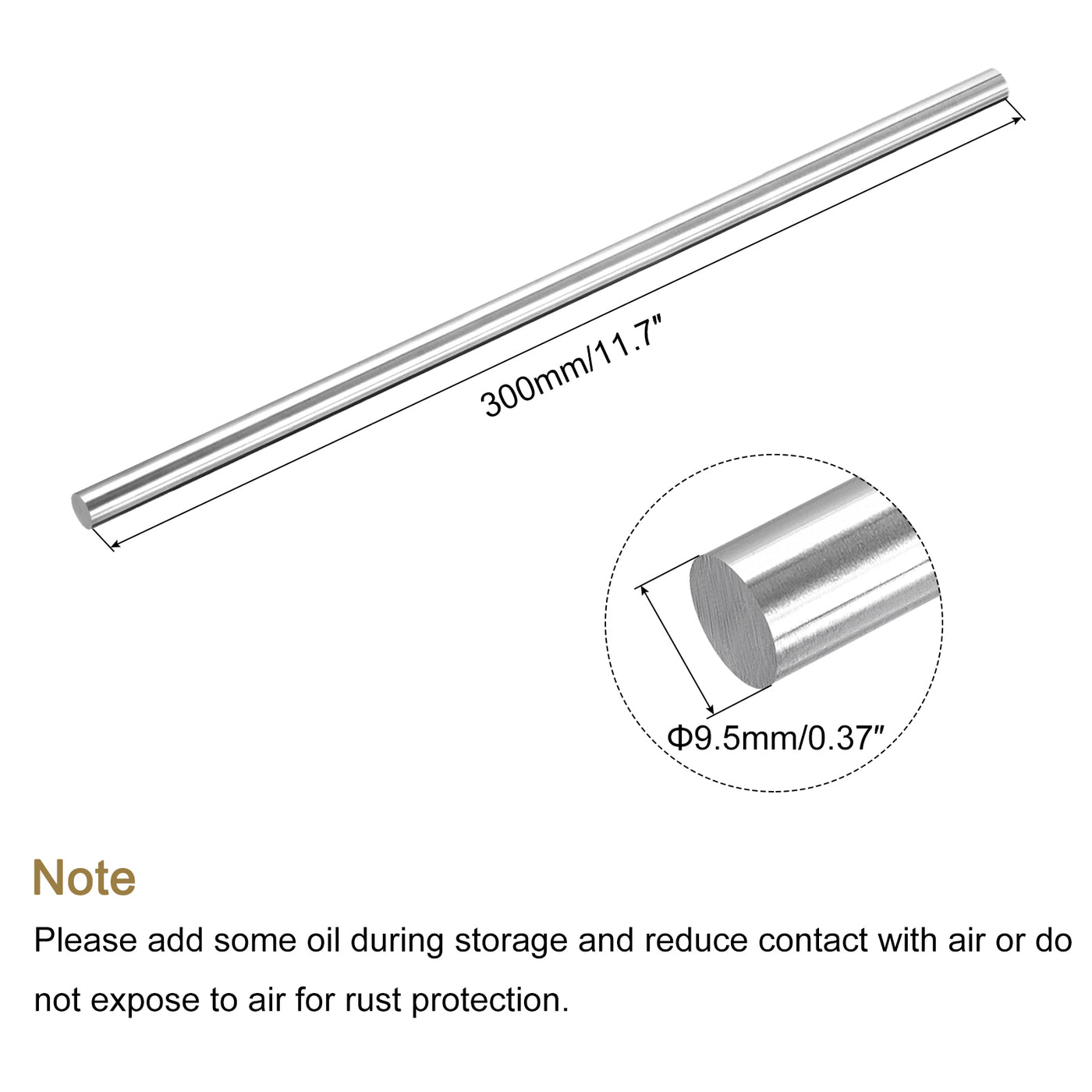 Harfington Round Steel Rod, Lathe Bar Stock Tool, for Shaft Gear,DIY Craft,9.5 x 300mm