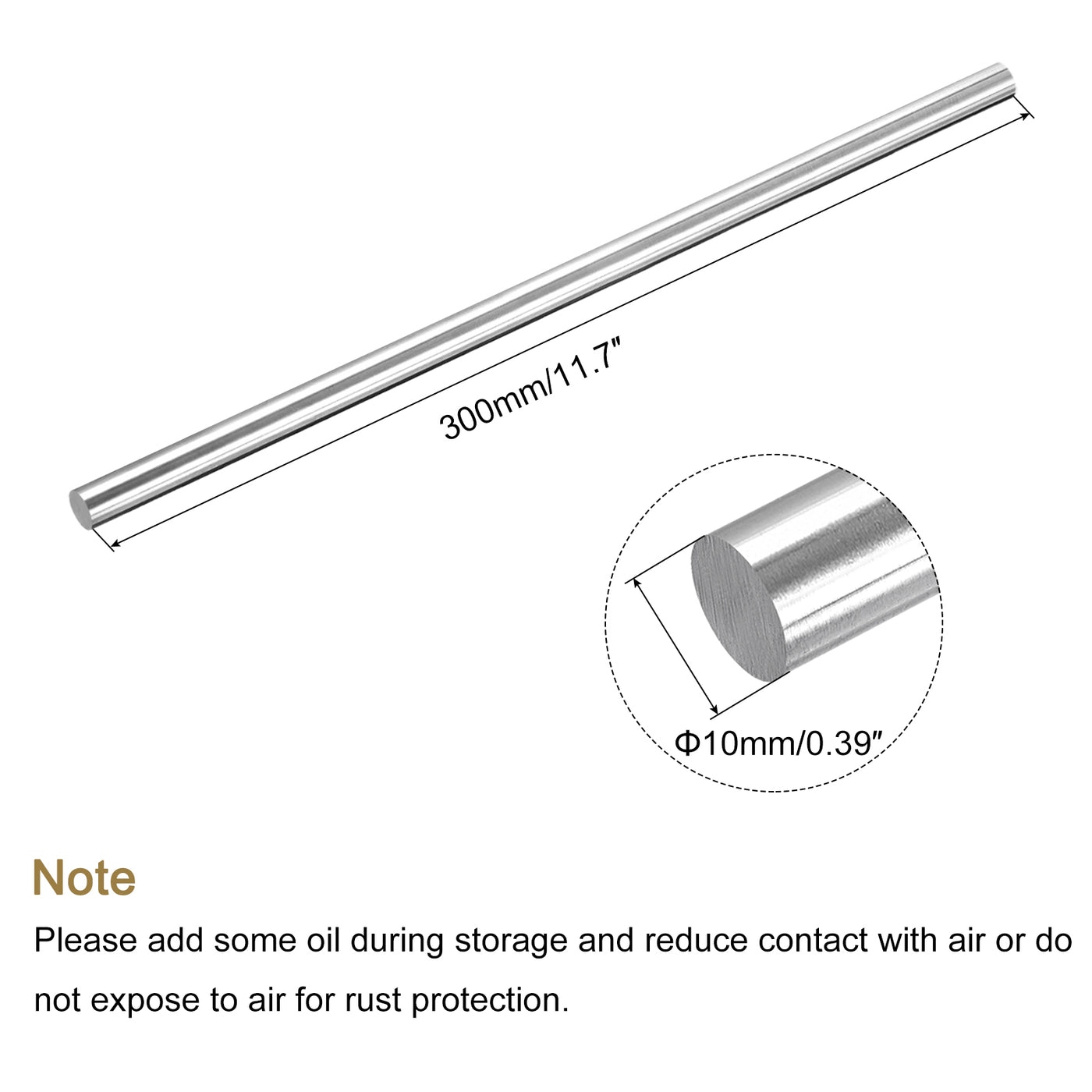 Harfington Round Steel Rod, Lathe Bar Stock Tool, for Shaft Gear,DIY Craft,10 x 300mm