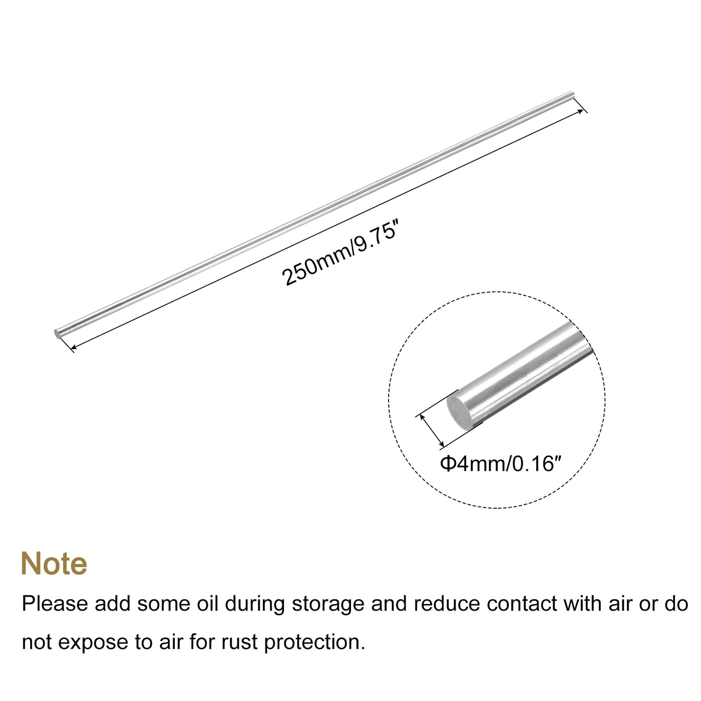 Harfington Round Steel Rod, Lathe Bar Stock Tool, for Shaft Gear,DIY Craft,4 x 250mm