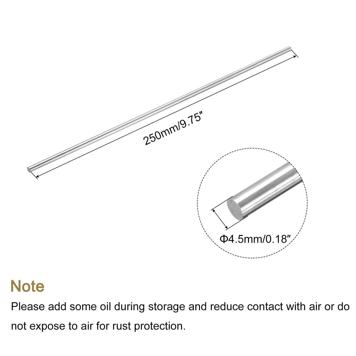 Harfington Round Steel Rod, Lathe Bar Stock Tool, for Shaft Gear,DIY Craft,4.5 x 250mm