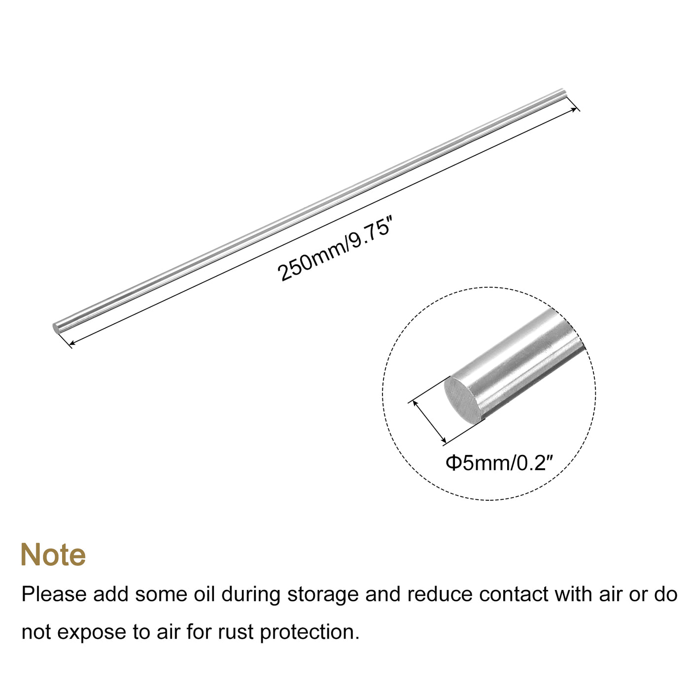 Harfington Round Steel Rod, Lathe Bar Stock Tool, for Shaft Gear,DIY Craft,5 x 250mm