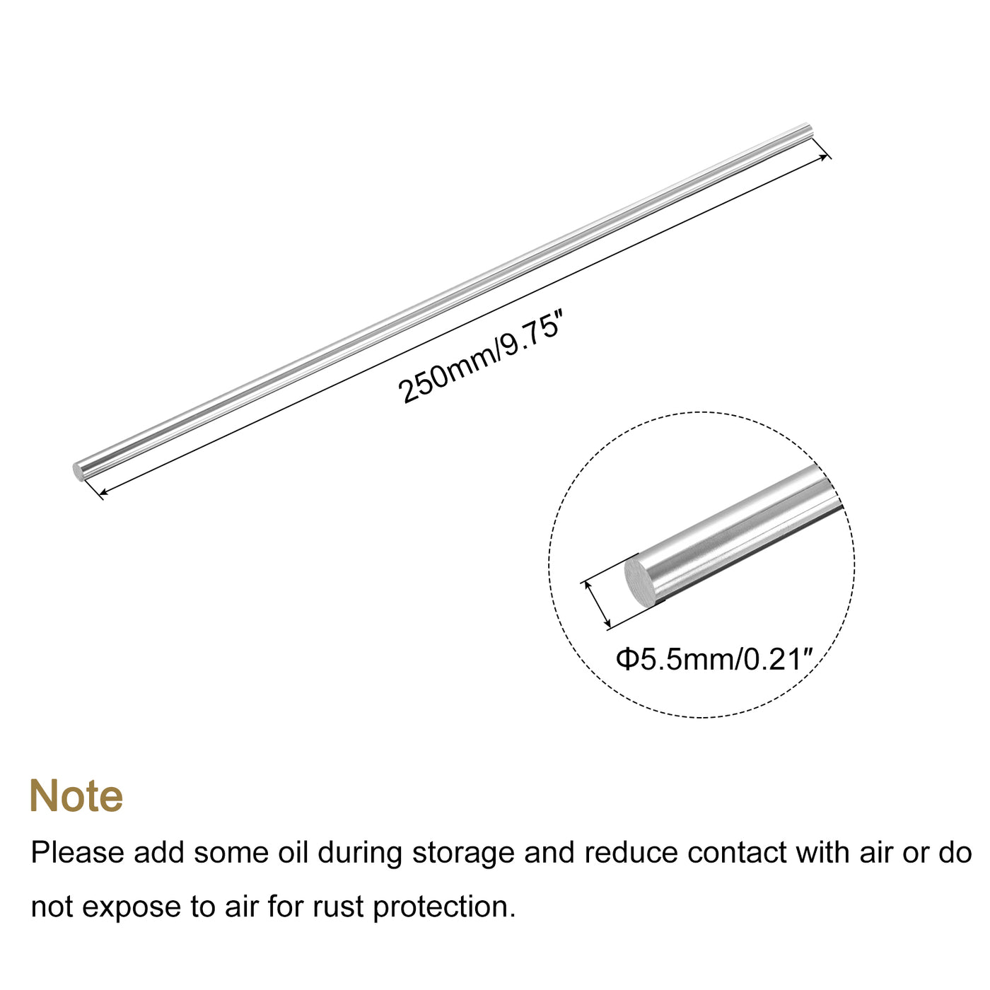 Harfington Round Steel Rod, Lathe Bar Stock Tool, for Shaft Gear,DIY Craft,5.5 x 250mm