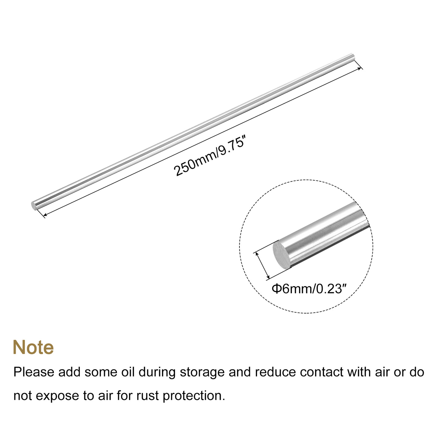 Harfington Round Steel Rod, Lathe Bar Stock Tool, for Shaft Gear,DIY Craft,6 x 250mm