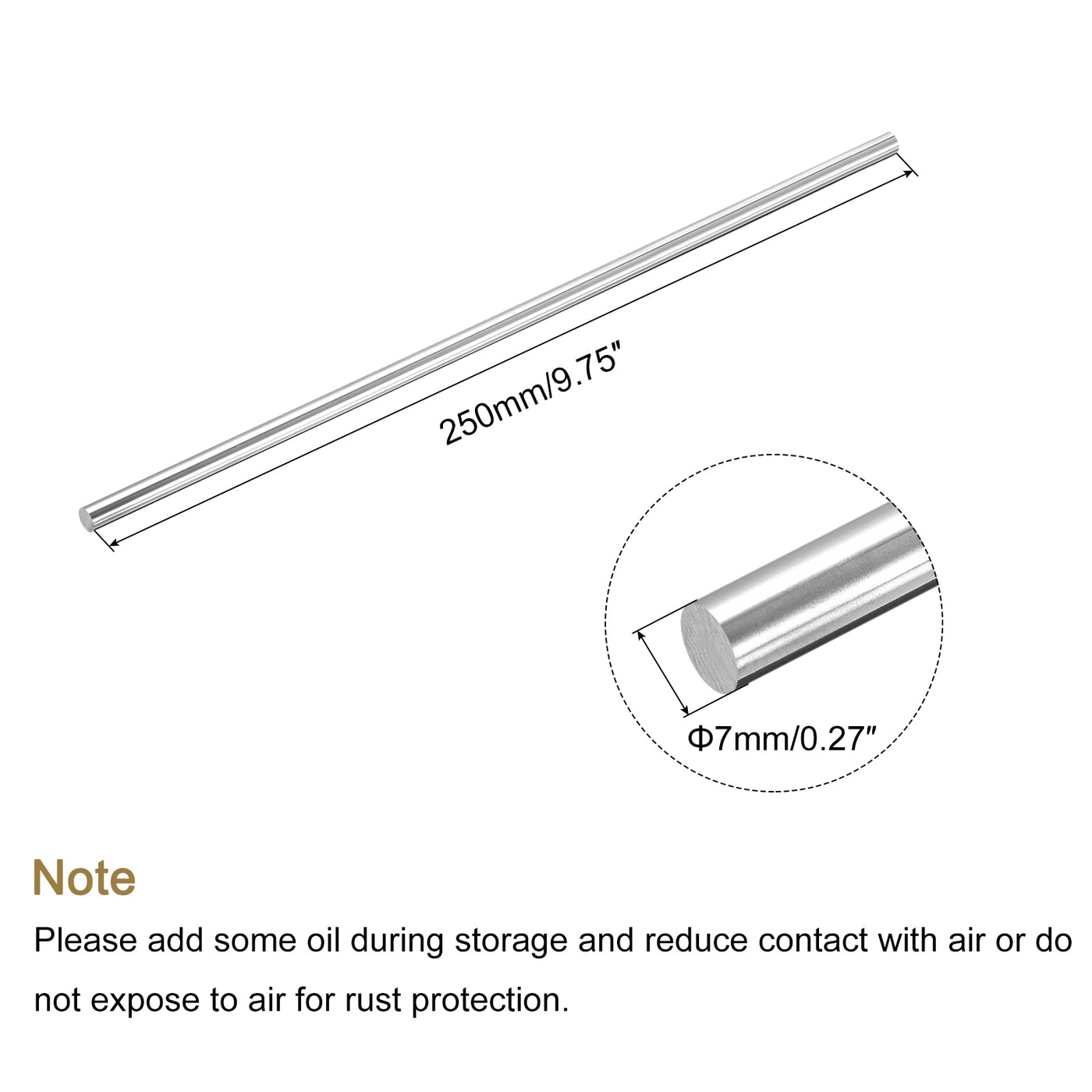 Harfington Round Steel Rod, Lathe Bar Stock Tool, for Shaft Gear,DIY Craft,7 x 250mm