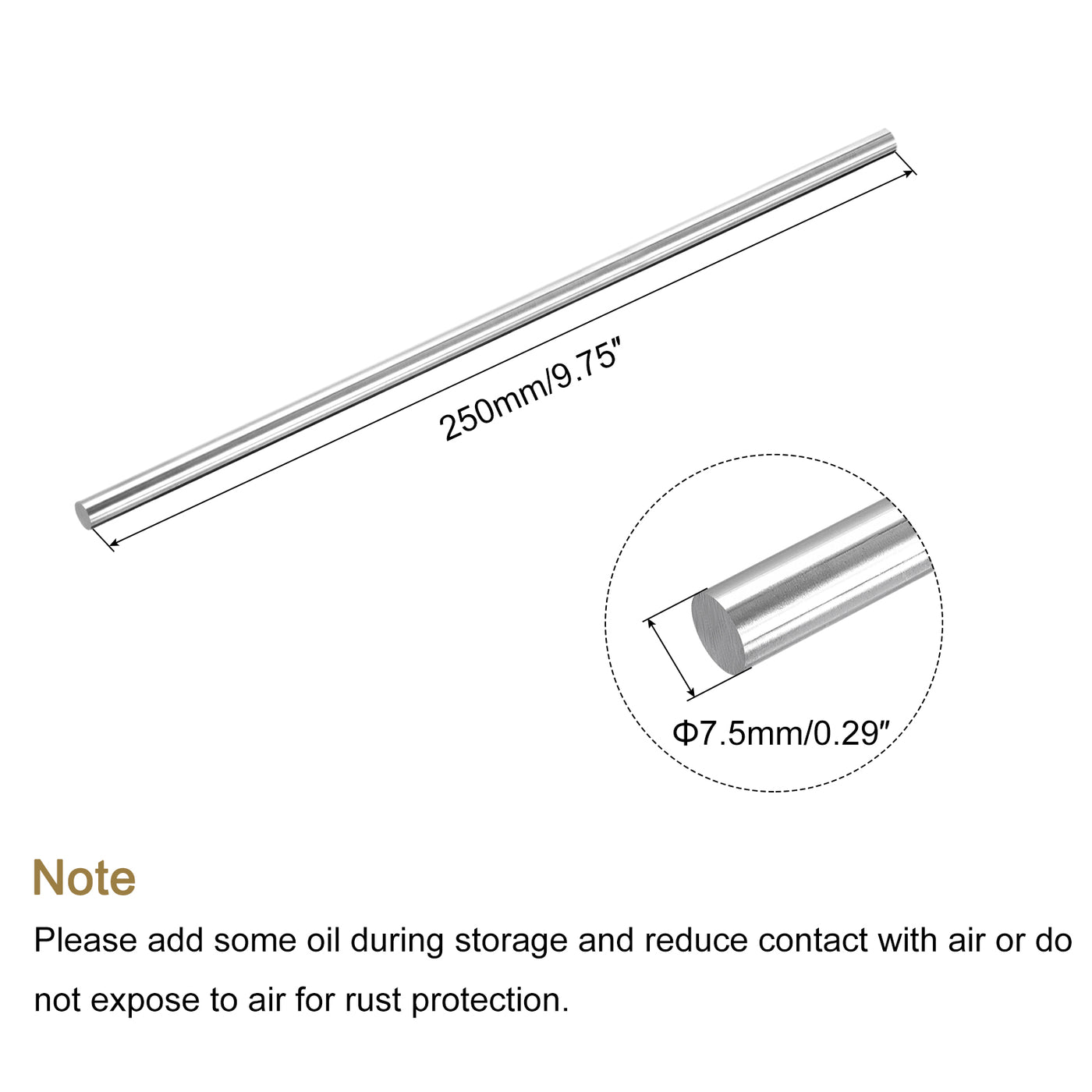 Harfington Round Steel Rod, Lathe Bar Stock Tool, for Shaft Gear,DIY Craft,7.5 x 250mm